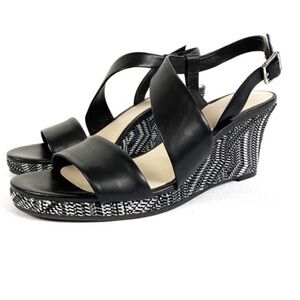 Cole Haan Ravenna Wedge Black and White Wedge Sandals